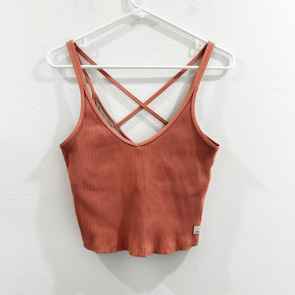 VUORI‎ Rib Crop Tank Flint Peach Pink Athletic Tank Yoga Hiking M